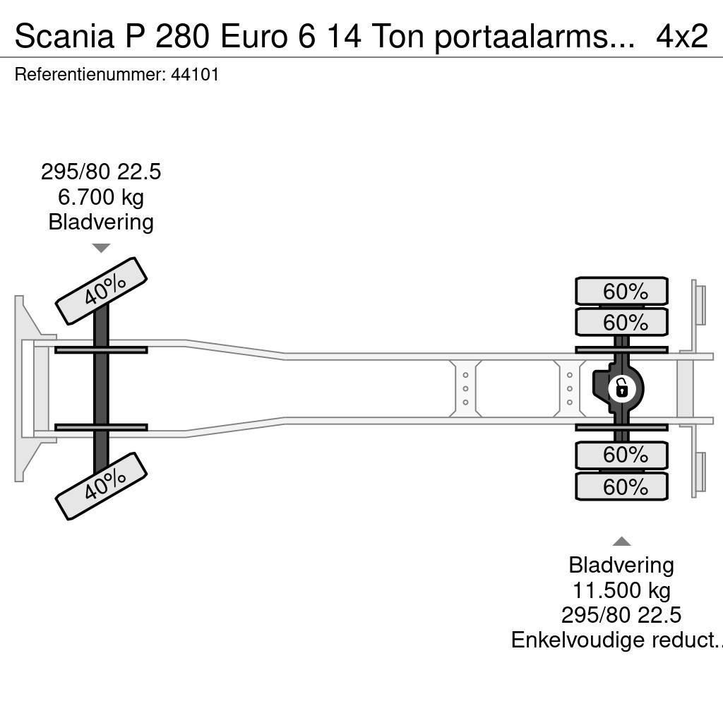 Scania P 280 Euro 6 14 Ton portaalarmsysteem Ramenové nosiče kontejnerů