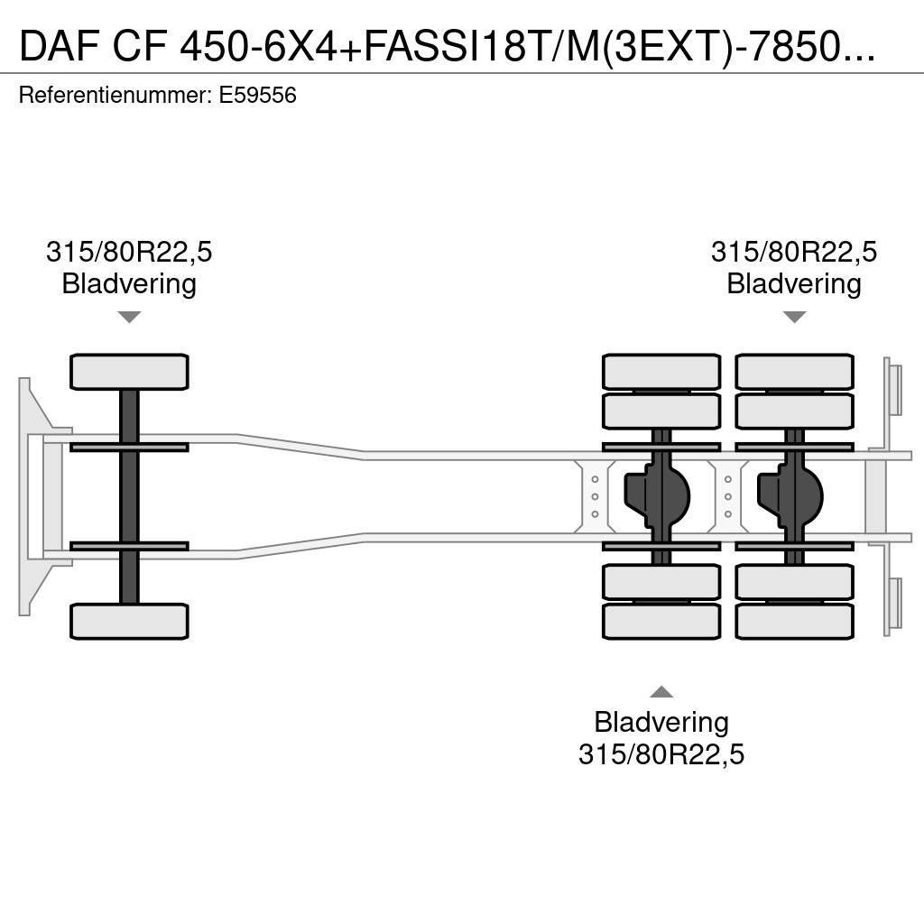 DAF CF 450-6X4+FASSI18T/M(3EXT)-78500KM Valníky/Sklápěcí bočnice