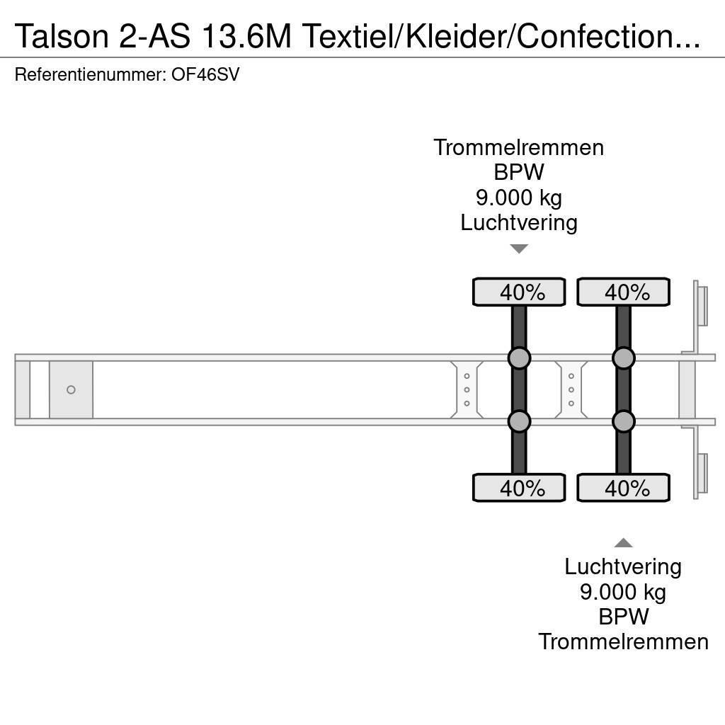 Talson 2-AS 13.6M Textiel/Kleider/Confection ABS APK/TUV Box body semi-trailers
