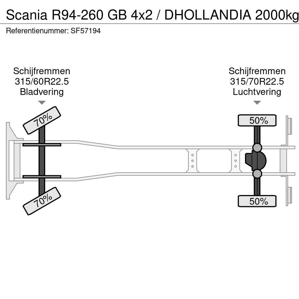 Scania R94-260 GB 4x2 / DHOLLANDIA 2000kg Curtainsider trucks