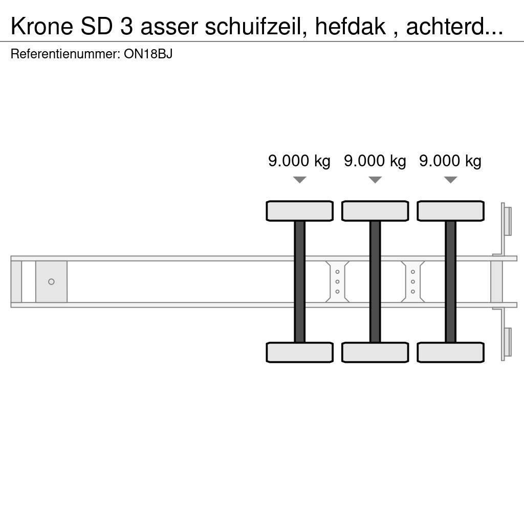 Krone SD 3 asser schuifzeil, hefdak , achterdeuren, 5 st Curtainsider semi-trailers