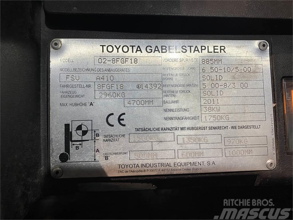 Toyota 02-8FGF18 LPG trucks