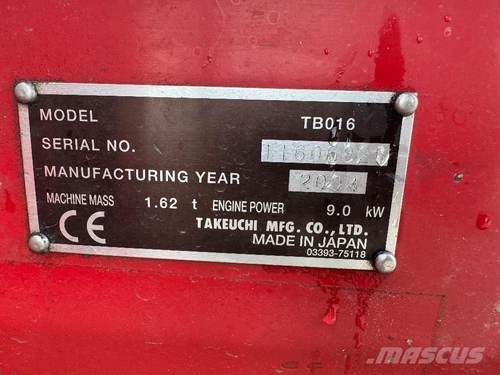 Takeuchi TB 016 Mini rýpadla < 7t
