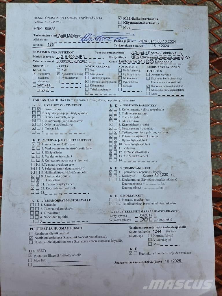 JLG E 400 AJPN Kloubové plošiny