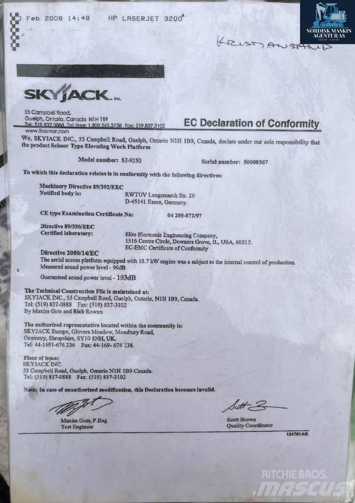 SkyJack 9250 Nůžková zvedací plošina