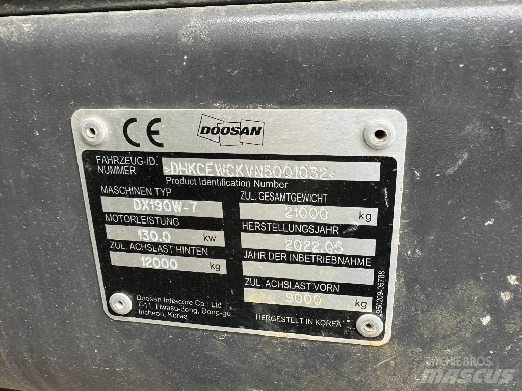 Doosan DX 190 W-7 Kolová rýpadla