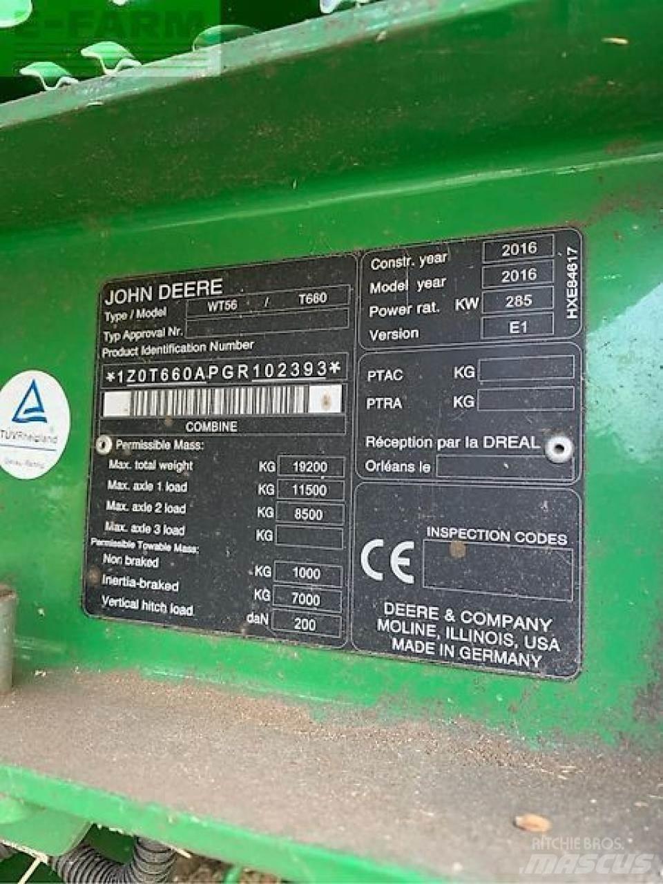 John Deere t660 Sklízecí mlátičky