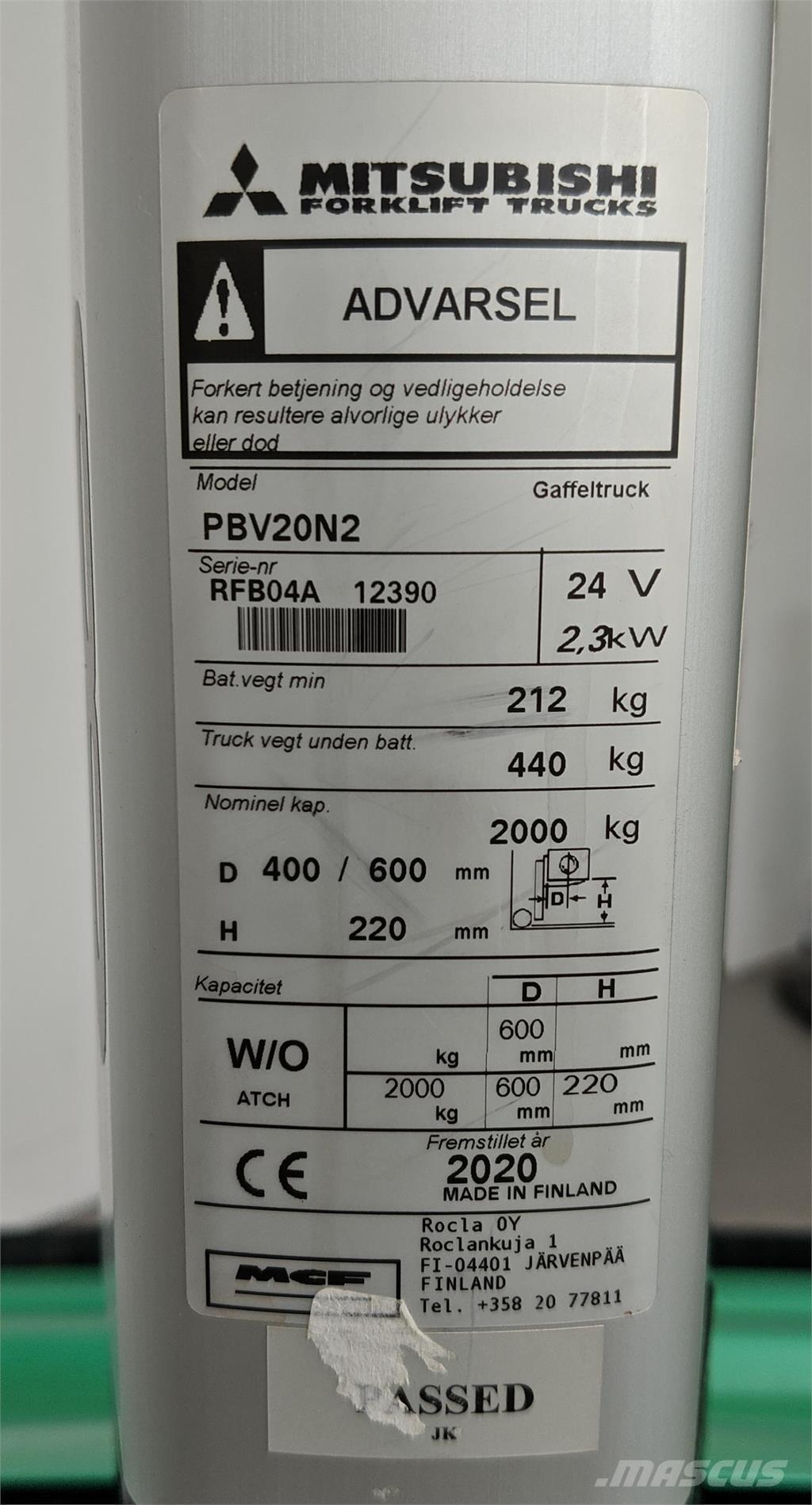 Mitsubishi PBV20N2 Vozíky s plošinou pro náklad