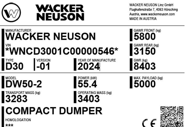 Wacker Neuson DW50-2 Vyklápěcí dempry
