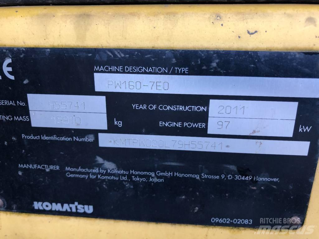 Komatsu PW160-7E0 Kolová rýpadla