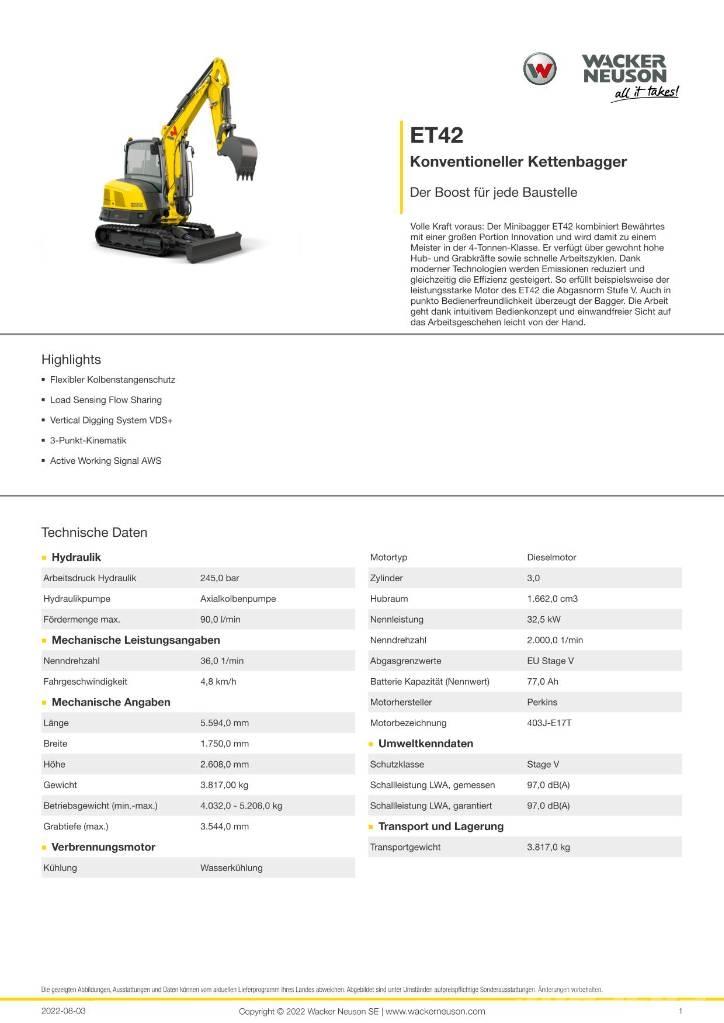 Wacker Neuson ET 42 Pásová rýpadla