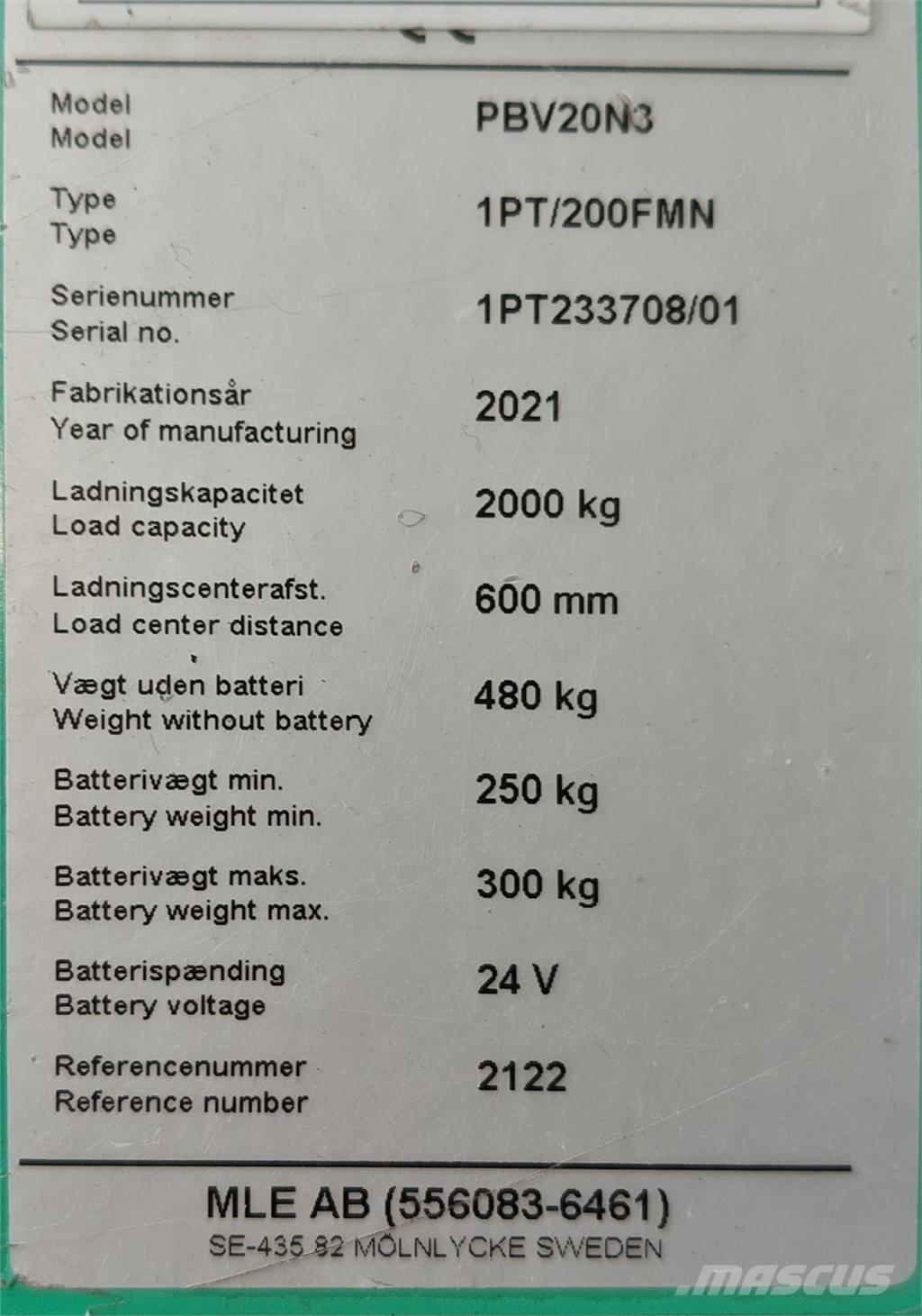 Mitsubishi PBV20N3 Vozíky s plošinou pro náklad
