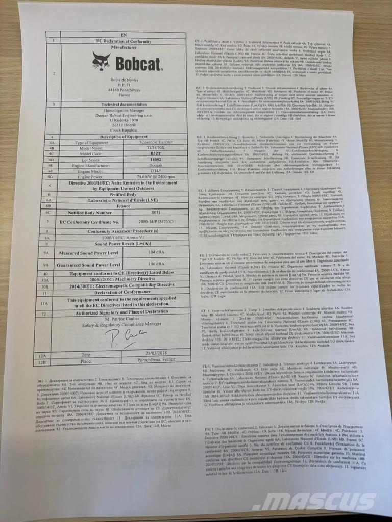 Bobcat TL35.70X Teleskopické nakladače pro zemědělství