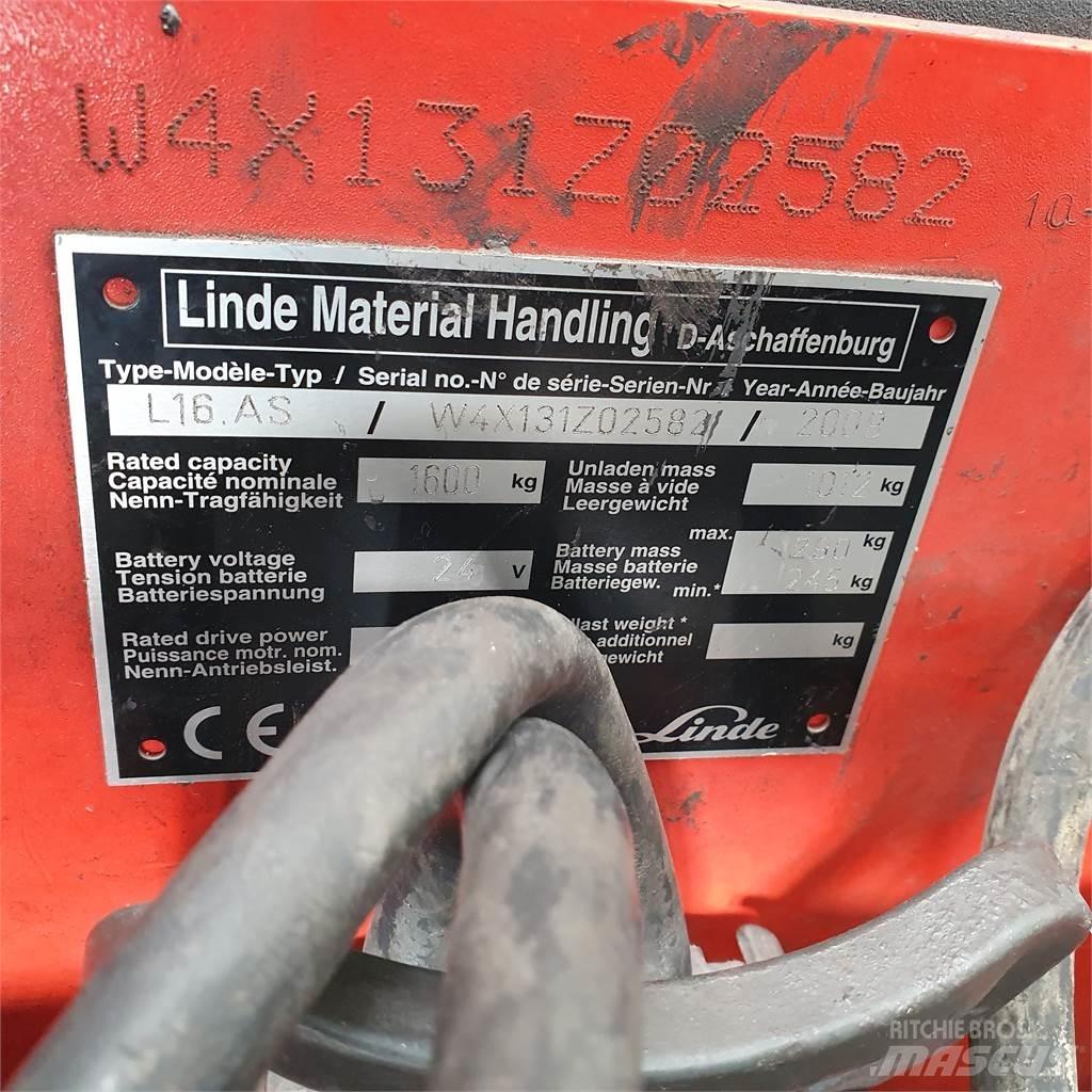 Linde L16AS Ručně vedené vysokozdvižné vozíky