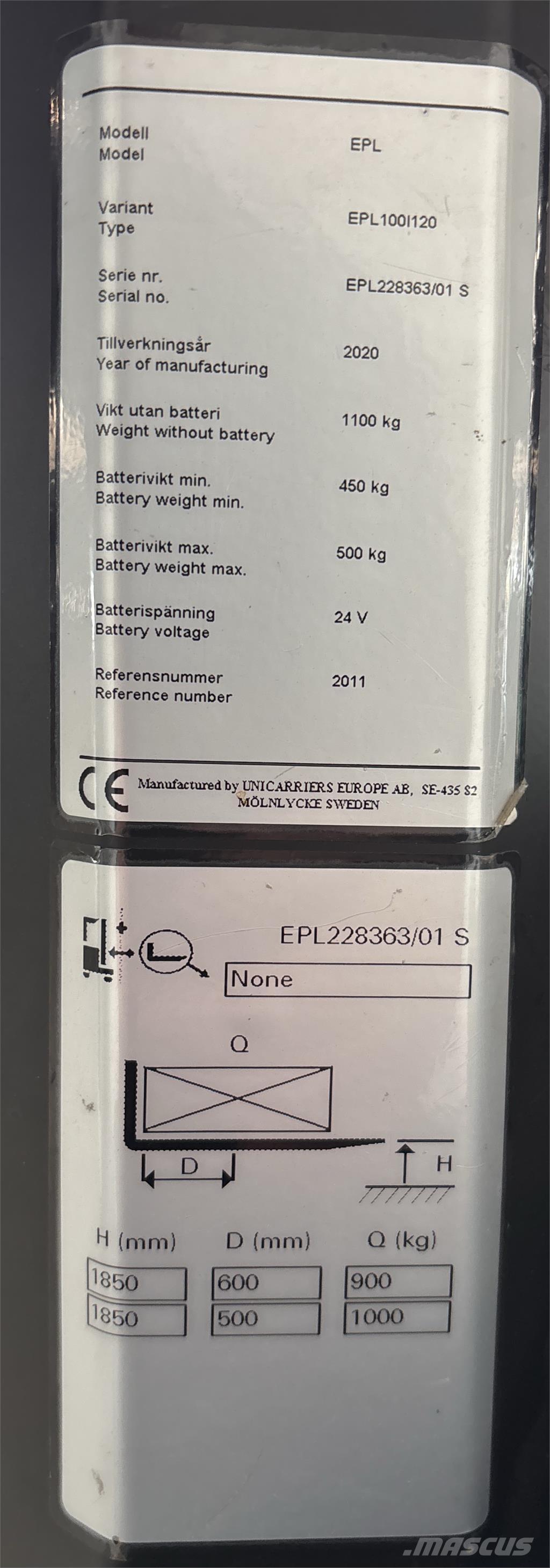 UniCarriers EPL100 Nízkozdvižné vozíky