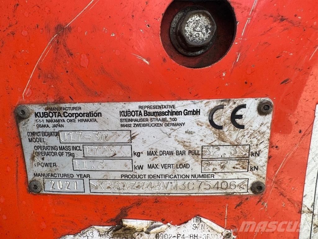 Kubota U 17-3 Mini rýpadla < 7t