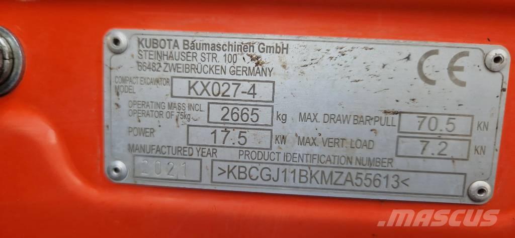 Kubota KX 027-4 Mini rýpadla < 7t