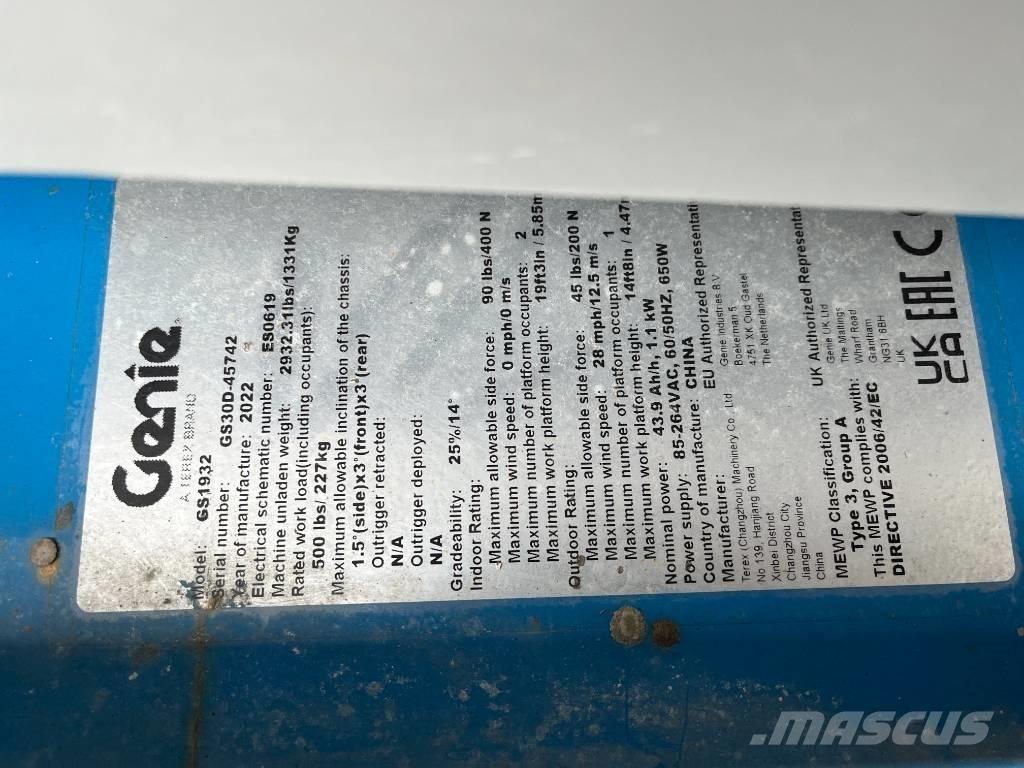 Genie GS 1930E-Drive Nůžková zvedací plošina