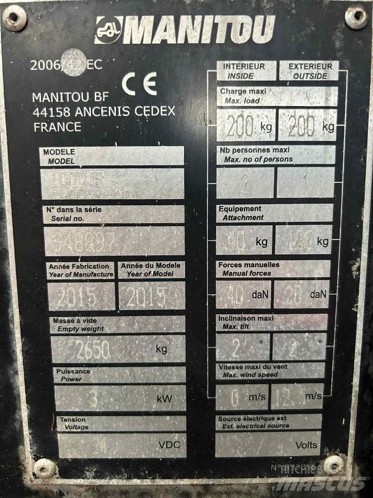 Manitou 100 VJR Vertikální sloupové výtahy