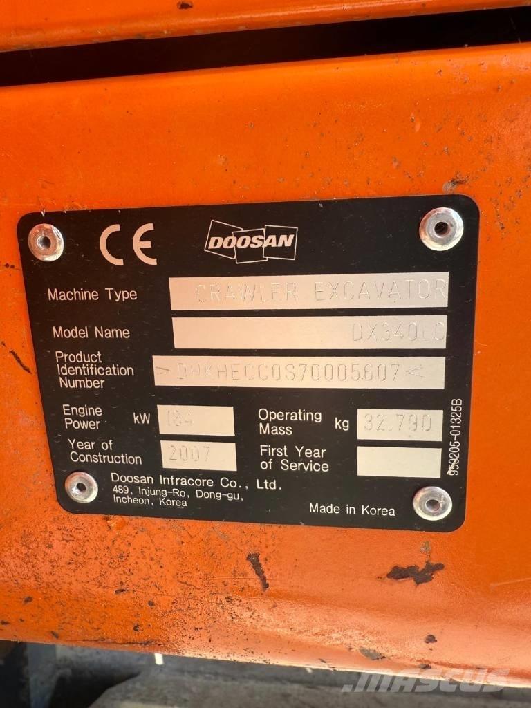 Doosan DX 340 LC Pásová rýpadla