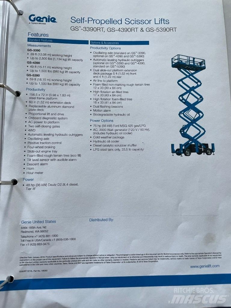 Genie GS 5390 RT Nůžková zvedací plošina