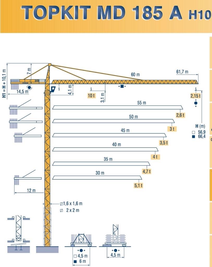 Potain MD 185 A H10 Stavební jeřáby