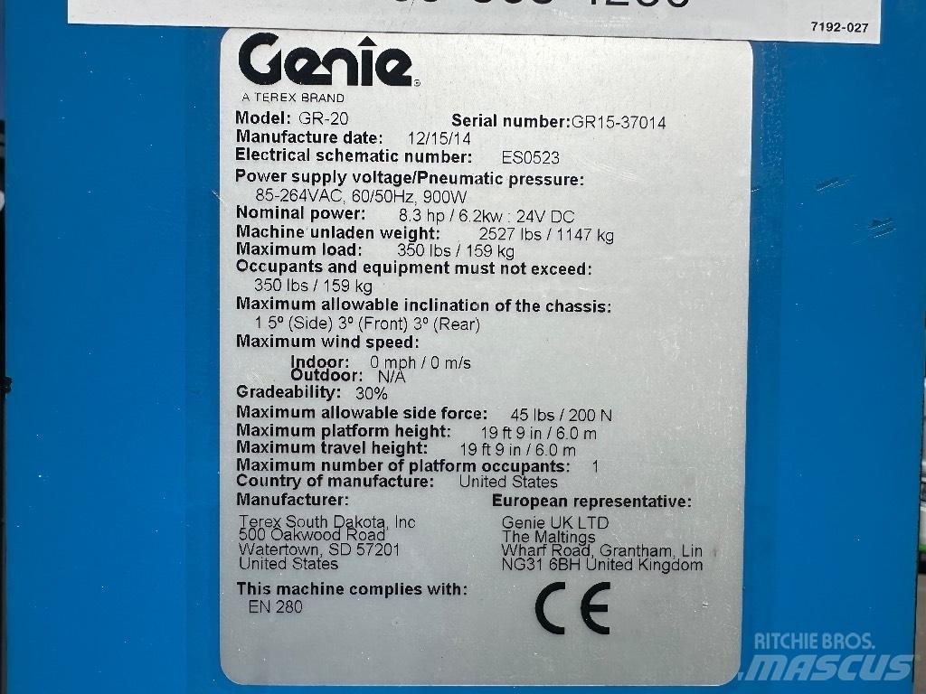 Genie GR 20 Vertikální sloupové výtahy