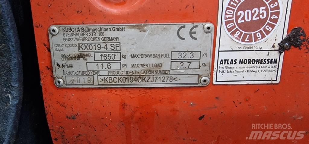 Kubota KX 019-4 Mini rýpadla < 7t