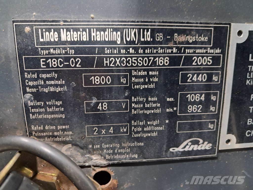 Linde E18C-02 Akumulátorové vozíky
