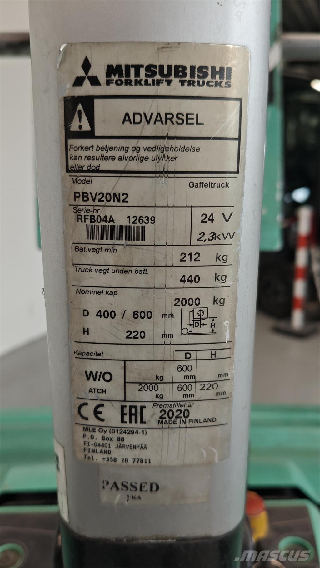 Mitsubishi PBV20N2 Vozíky s plošinou pro náklad