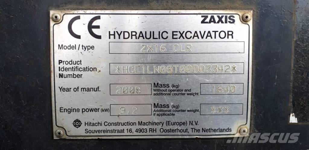 Hitachi ZX 16 CLR Mini rýpadla < 7t