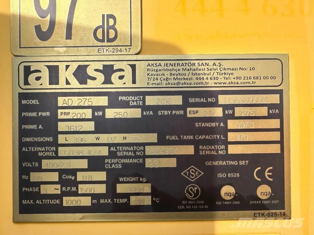 Doosan Aksa AD275 Ostatní generátory