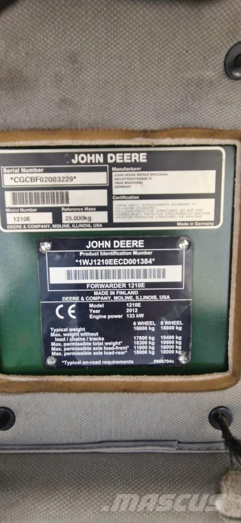John Deere 1210 E Vyvážecí traktory