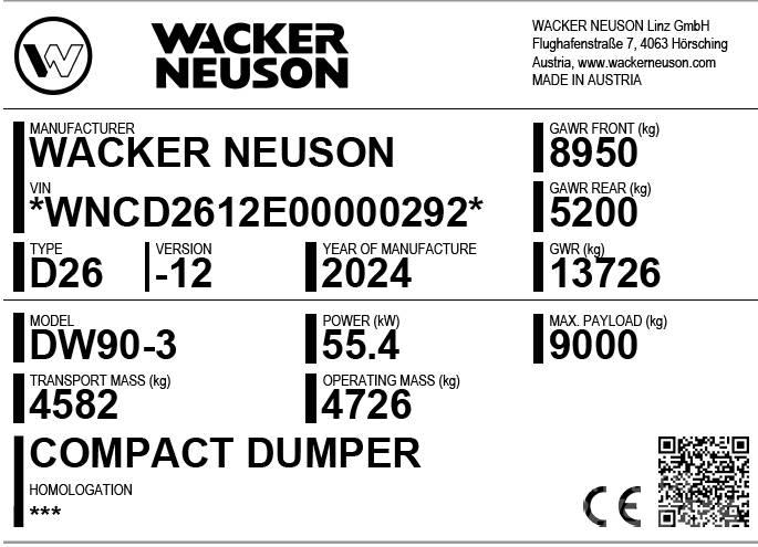 Wacker Neuson DW90-3 Vyklápěcí dempry