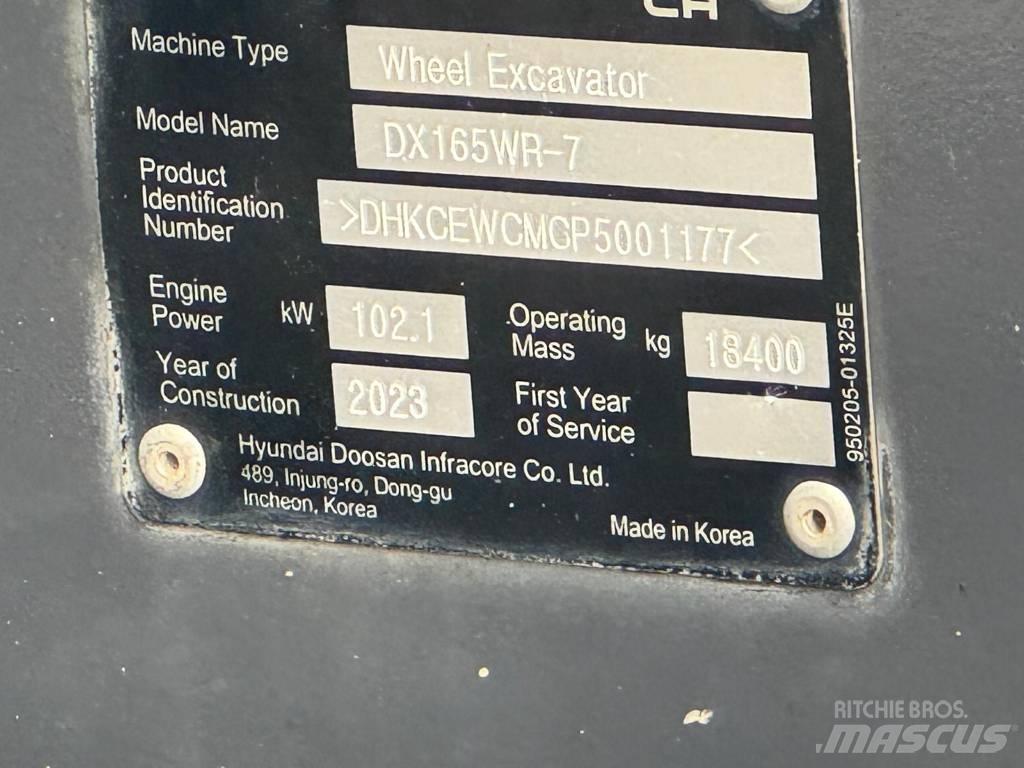 Doosan DX165WR-7 Kolová rýpadla