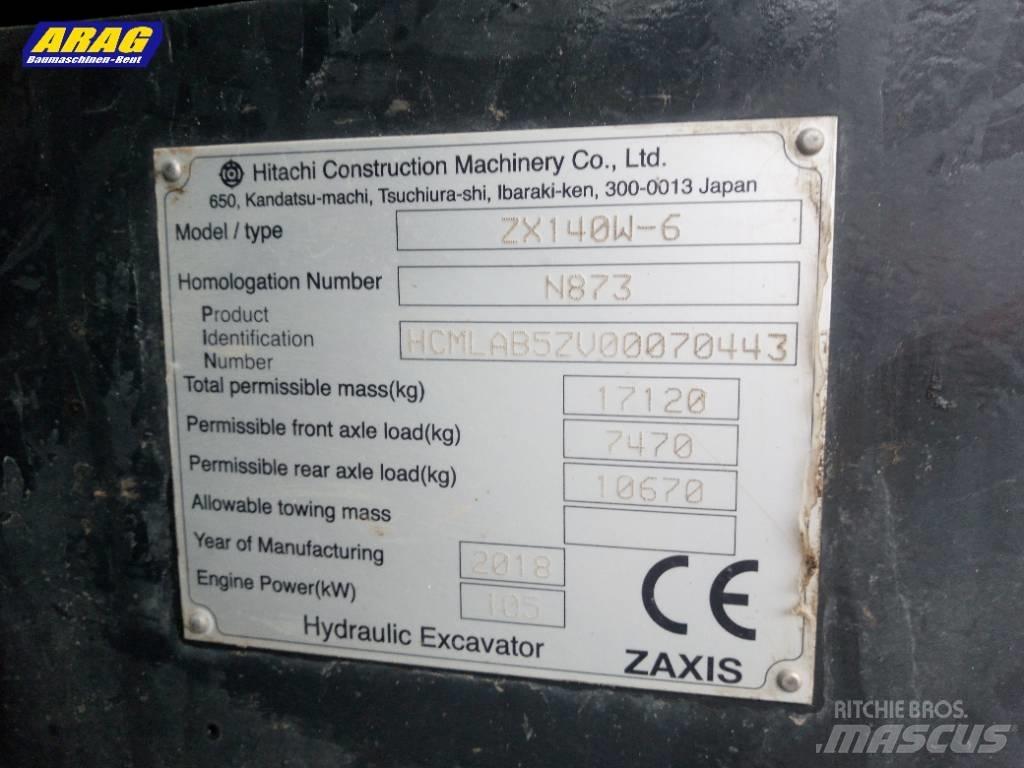 Hitachi ZX 140 W-6 Kolová rýpadla