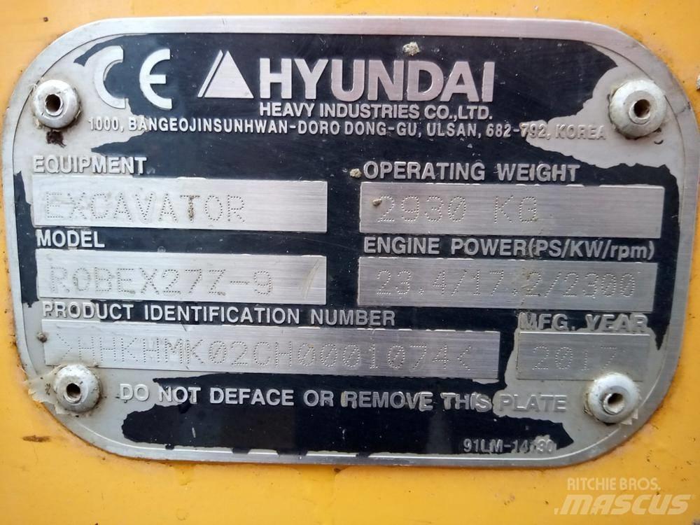 Hyundai Robex 27Z-9 Mini rýpadla < 7t