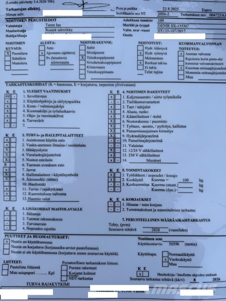Genie SX 135 XC Kloubové plošiny