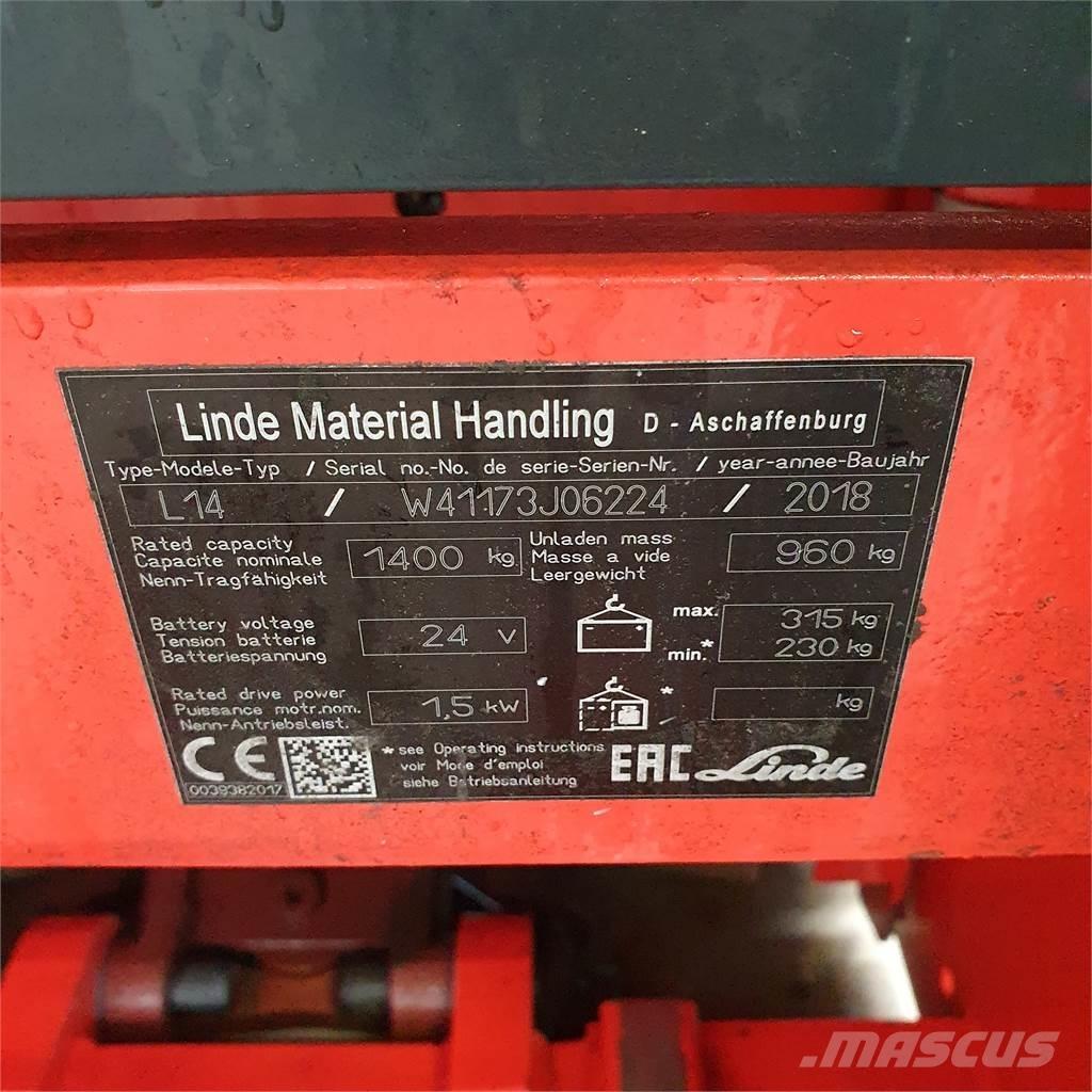 Linde L14i Ručně vedené vysokozdvižné vozíky