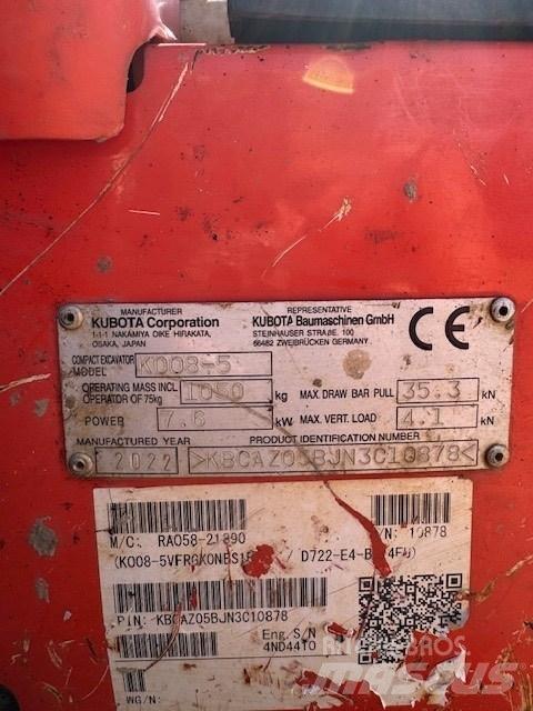 Kubota K 008-5 Mini rýpadla < 7t