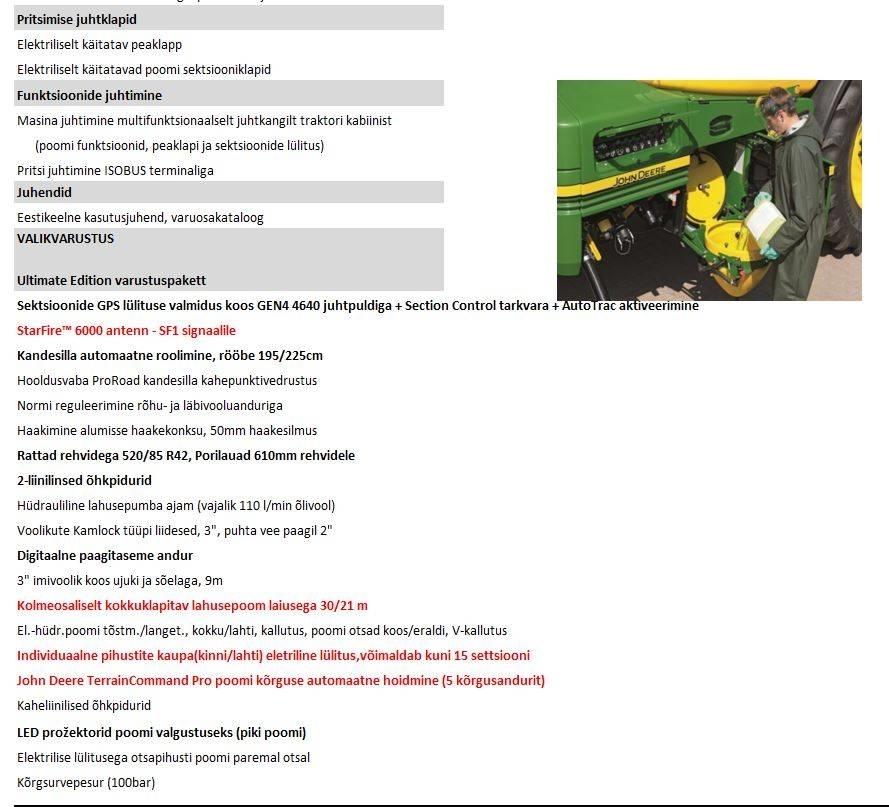John Deere R 962i Tažené postřikovače