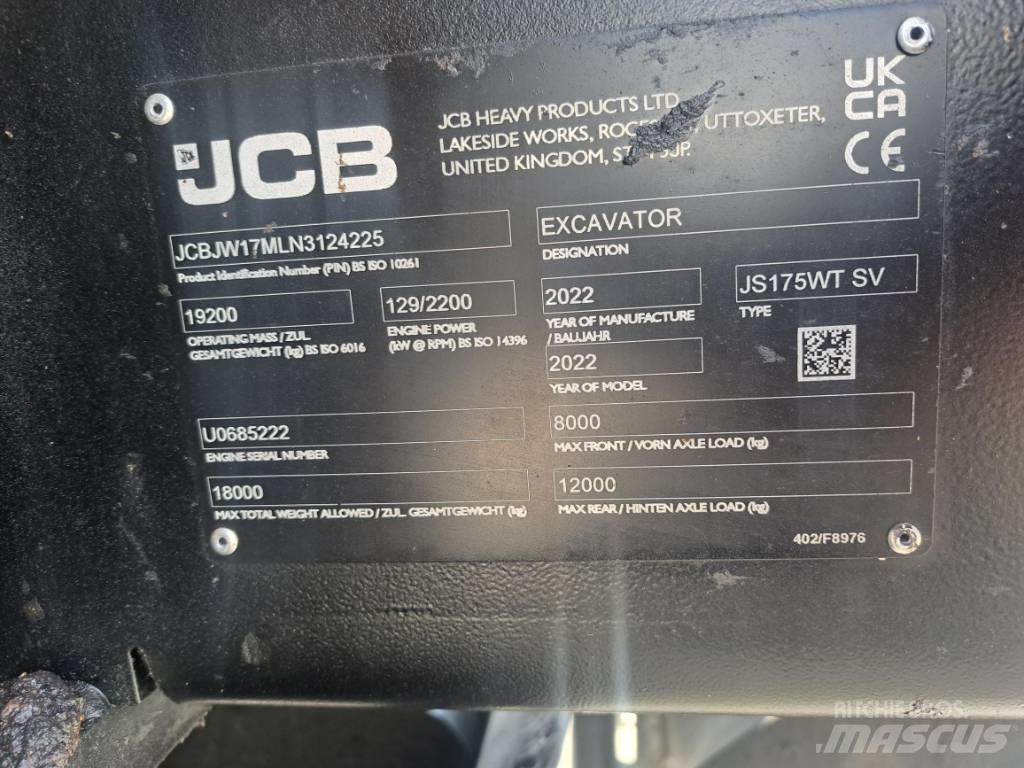 JCB JS175W TAB Kolová rýpadla