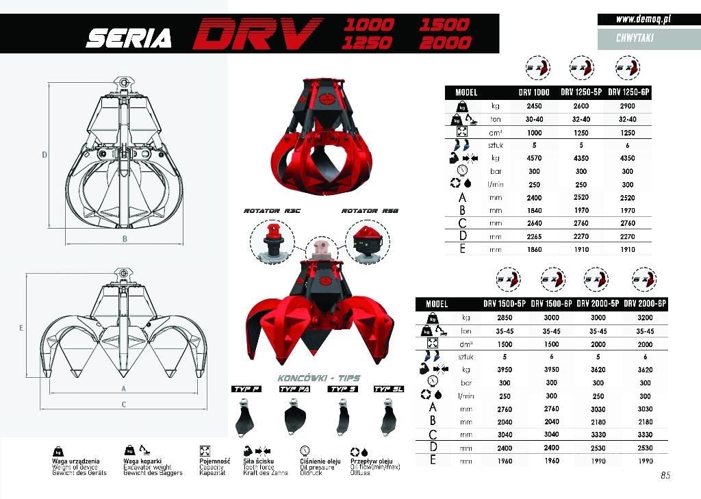  DEMOQ DRV600-5P Klešťové drapáky