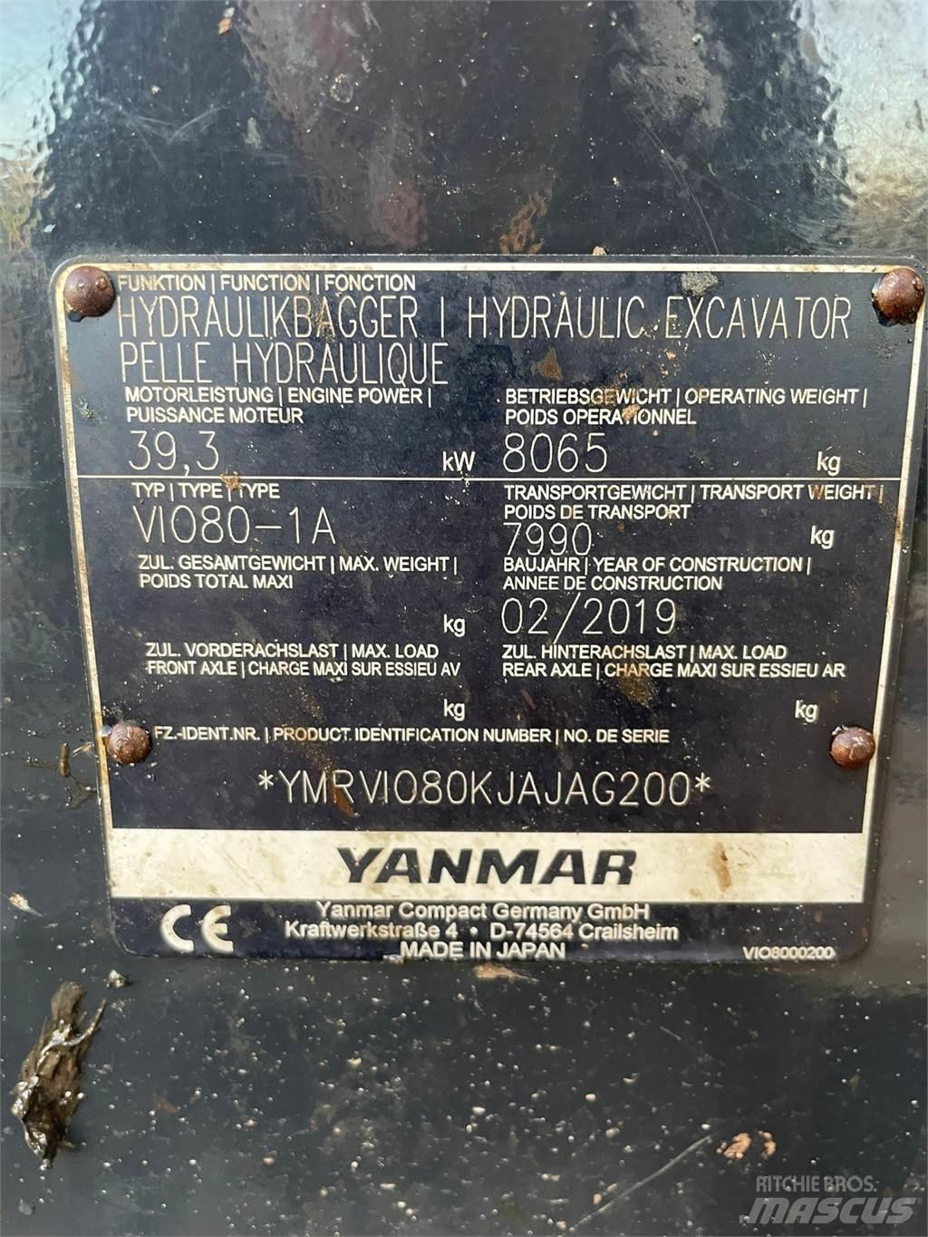 Yanmar Vio 80-1A Mini rýpadla < 7t