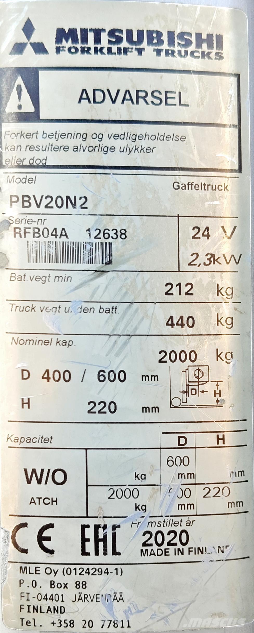 Mitsubishi PBV20N2 Vozíky s plošinou pro náklad