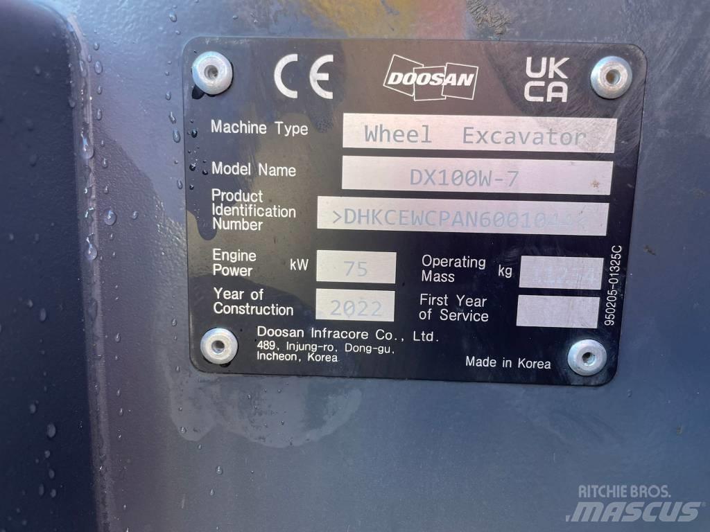 Doosan DX100W-7 Kolová rýpadla