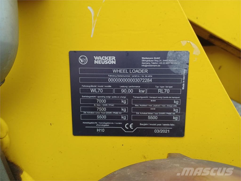 Weidemann WL70 Kolové nakladače