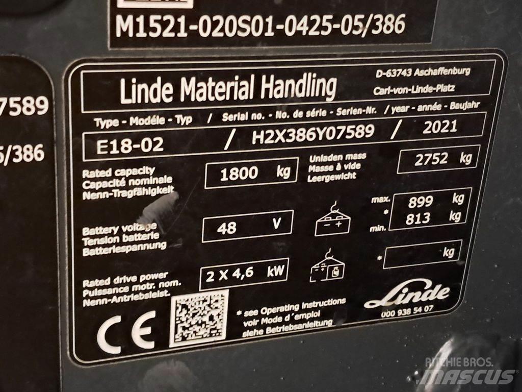 Linde E18-02 Akumulátorové vozíky