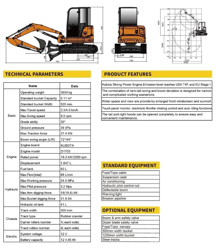 Lonking CDM6035 Mini rýpadla < 7t