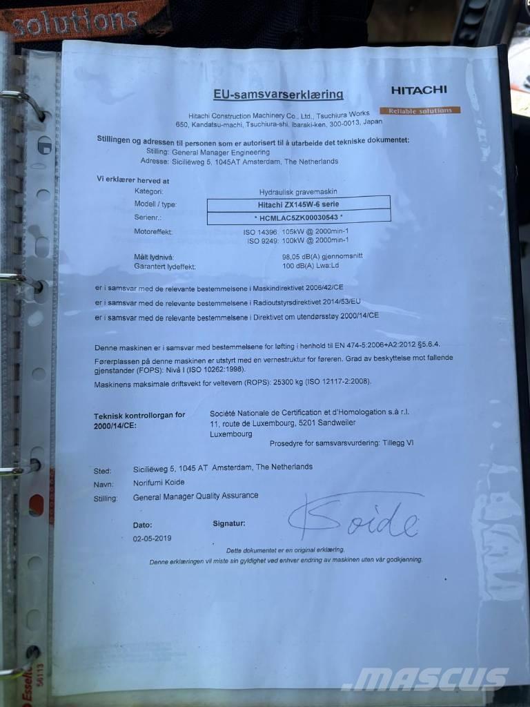 Hitachi ZX 145 W-6 Kolová rýpadla